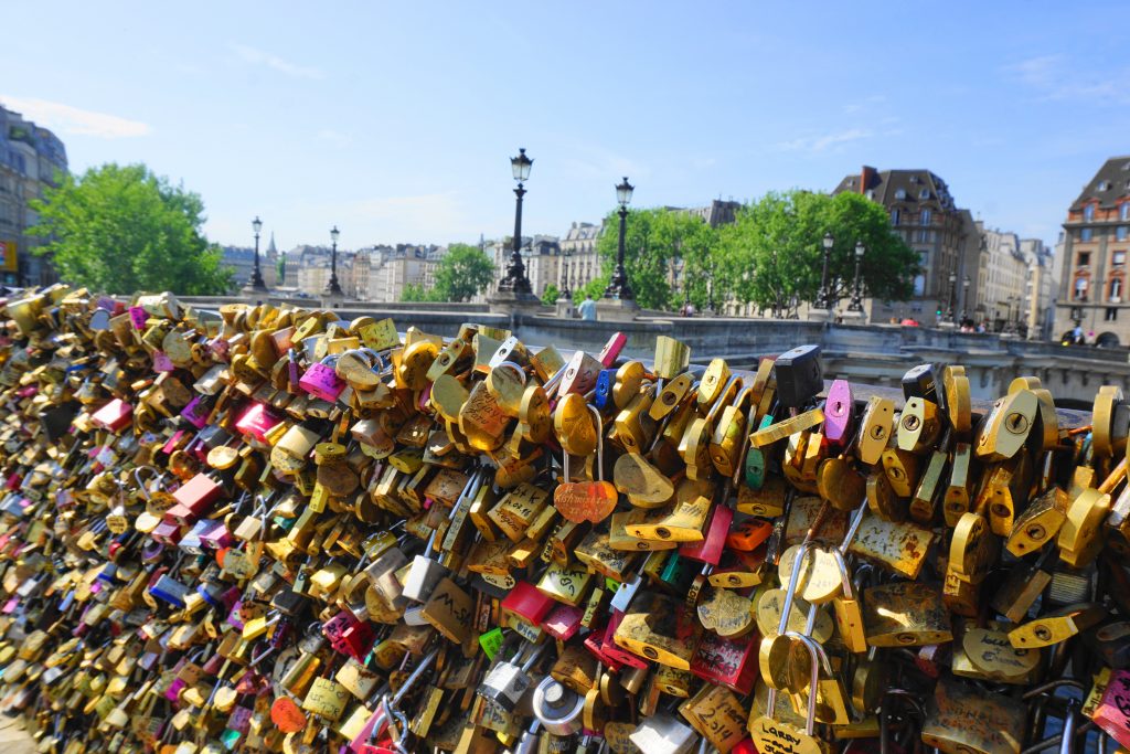 love locks on Paris bridge